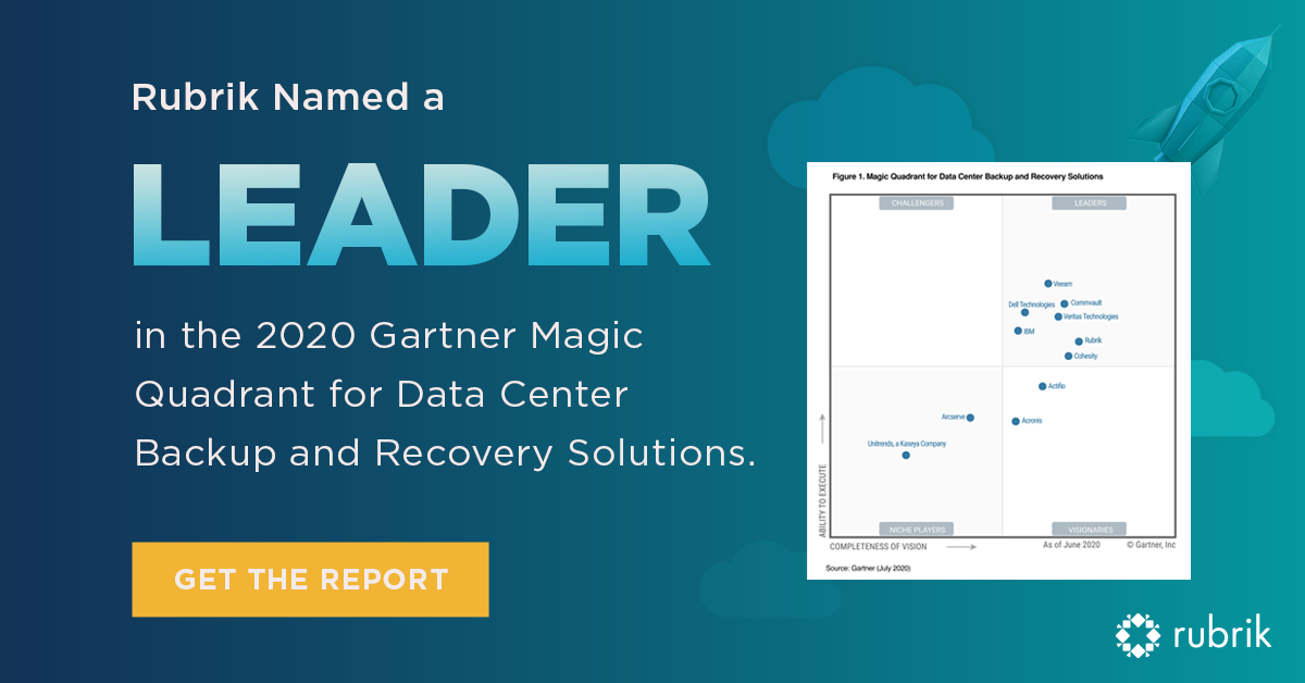 Rubrik is named a Leader in the 2020 Gartner Magic Quadrant for Data